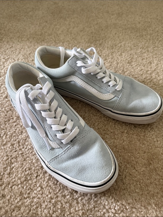Vans Shoes - Vans Light Blue Low-Top Canvas Sneakers with White Stripe